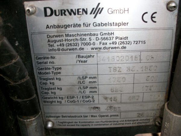 Durwen hydr. Teleskopgabelzinken TGZ 35.1350 ISO III - Image 6